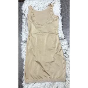 Maidenform ALL-OVER SOLUTIONS BEIGE M Dress Shapewear Slimming Slip Waist Lace